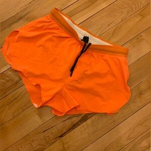 lululemon athletica Bright Orange Run Shorts with Contrast Waistband